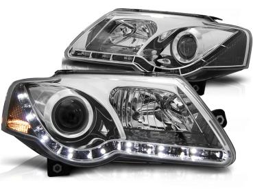 Scheinwerfer LED Tagfahrlicht Optik für VW Passat 3C B6 Bj. 05-10 Chrom